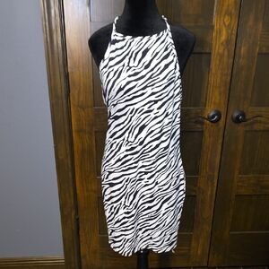 SHEIN Black and White Striped Halter Dress